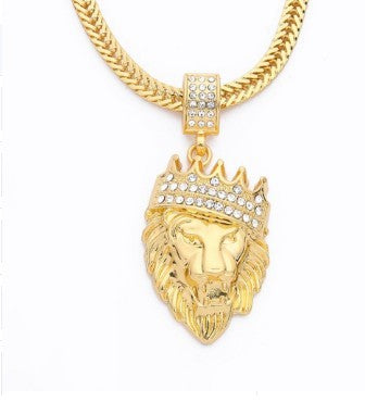 Men Lion Head Pendant Necklace