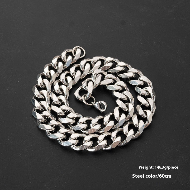 Stainless Steel Single Woven Single Buckle Double-sided Grinding Necklace