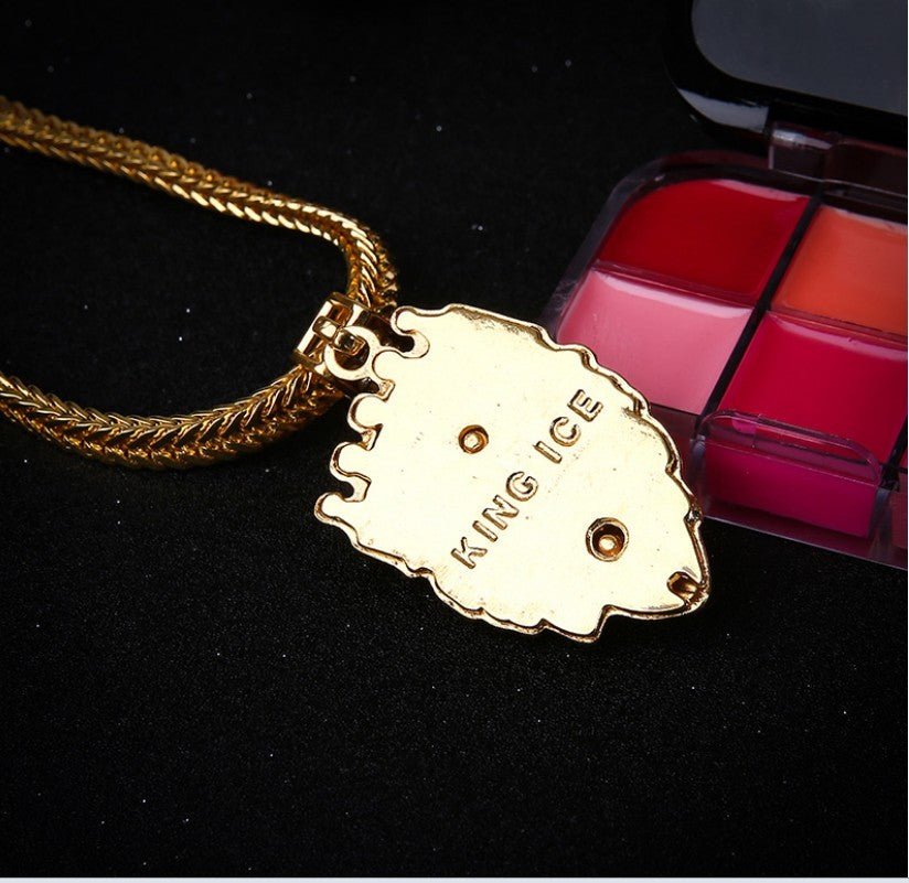 Men Lion Head Pendant Necklace