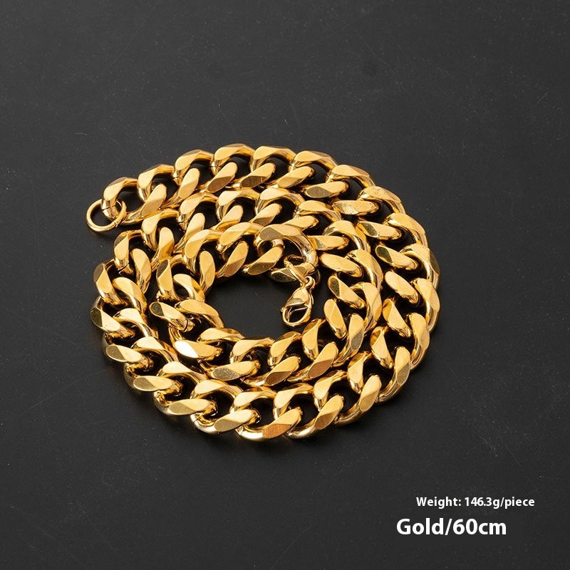 Stainless Steel Single Woven Single Buckle Double-sided Grinding Necklace