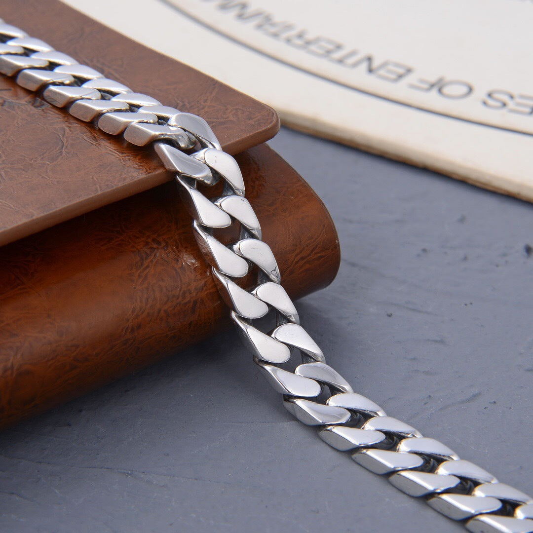 S925 Silver Glossy Men's And Women's Same Simple Style Personalized Bracelet