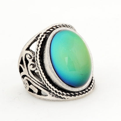 Retro ring heart emotion thermochromic ring