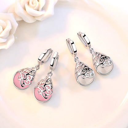 925 Silver-Plated Fashion Trend Moonlight Opal Totem Ear Jewelry Earrings Earrings Women's Wishing Pool Personality Earrings