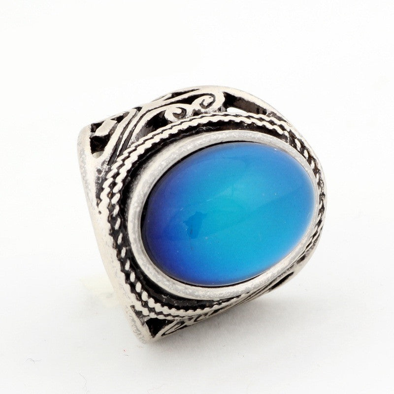 Retro ring heart emotion thermochromic ring