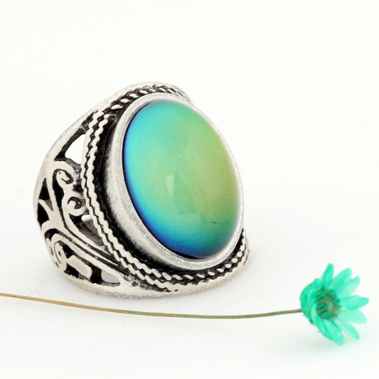 Retro ring heart emotion thermochromic ring