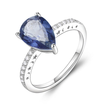 Fashion Simple Sterling Silver Natural Gemstone Ring