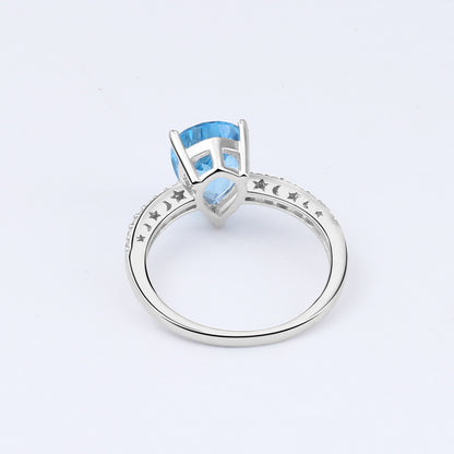 Fashion Simple Sterling Silver Natural Gemstone Ring