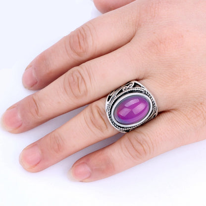 Retro ring heart emotion thermochromic ring