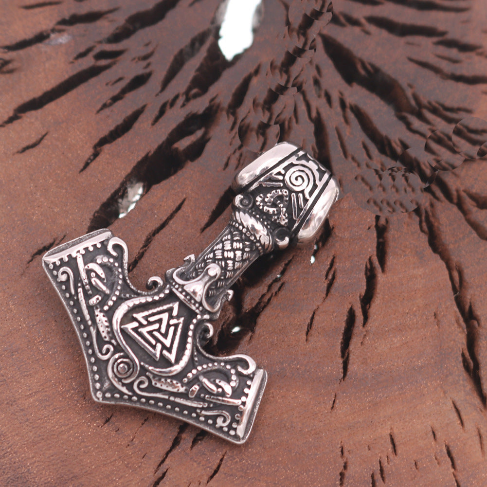 Viking Crown Titanium Steel Pendant Aoding Luen Rune Necklace For Men