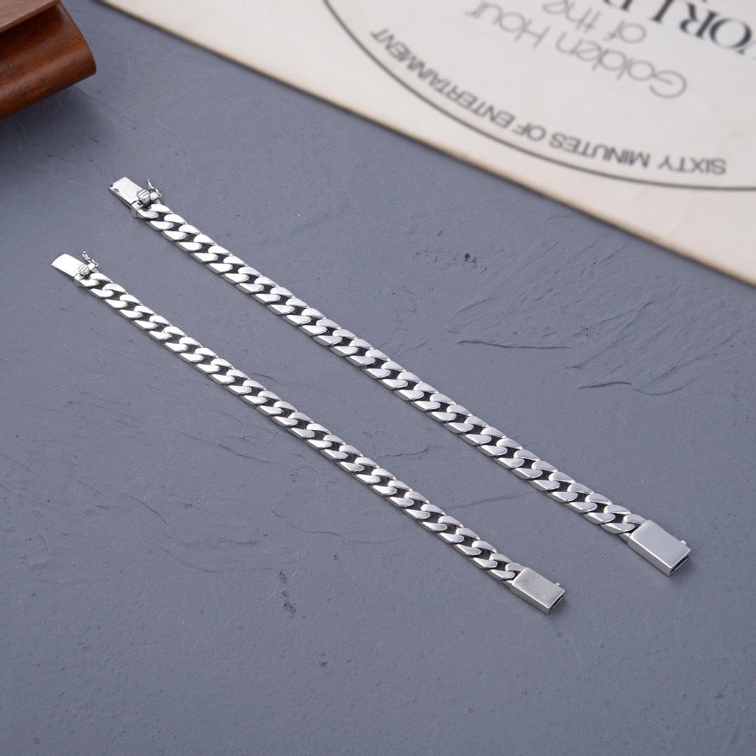 S925 Silver Glossy Men's And Women's Same Simple Style Personalized Bracelet