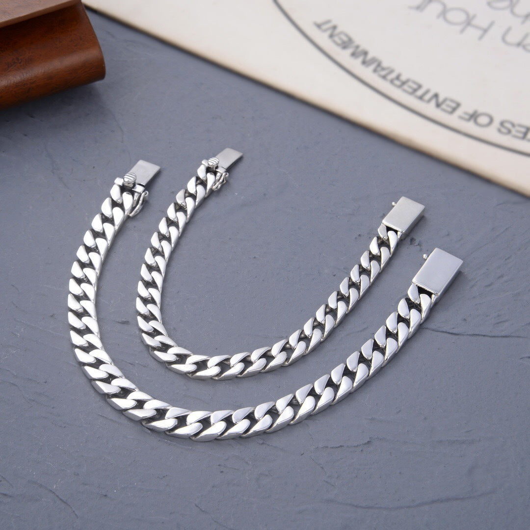 S925 Silver Glossy Men's And Women's Same Simple Style Personalized Bracelet