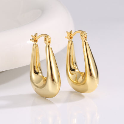 European And American Cold Scenery Surface U-shaped Ear Clip Niche Design Round Face