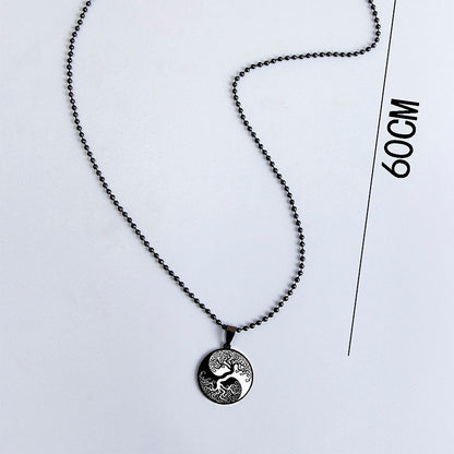 Yin Yang Rose Flower Stainless Steel Necklace For Men Women Classic Black White Tree Of Life Pendant Necklace