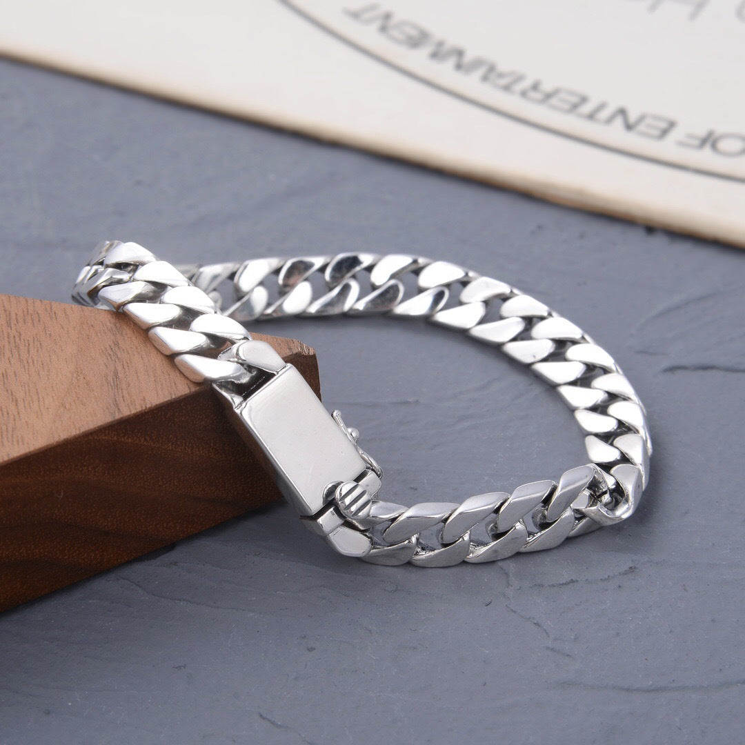 S925 Silver Glossy Men's And Women's Same Simple Style Personalized Bracelet