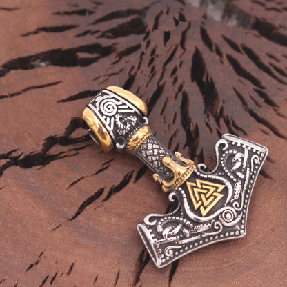 Viking Crown Titanium Steel Pendant Aoding Luen Rune Necklace For Men