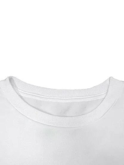 Women Basic Casual Pullover Spring Autumn Long Sleeve What Letters Printed Round Neck