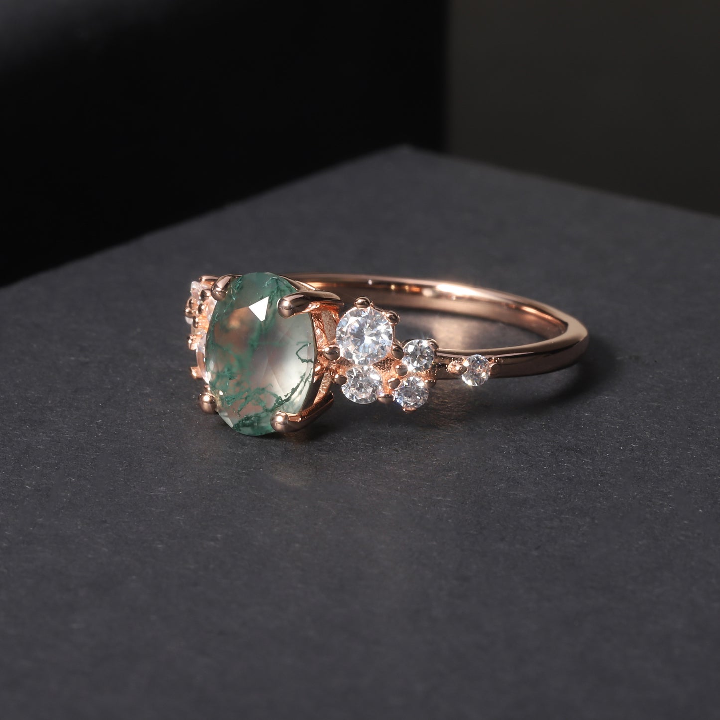 925 Sterling Silver Rose Gold Gemstone Ring